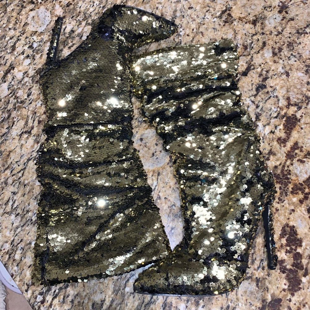 LILIAN GOLD SLOUCH SEQUIN BOOTS SIZE 7 ‼️price firm‼️ - Picture 2 of 5